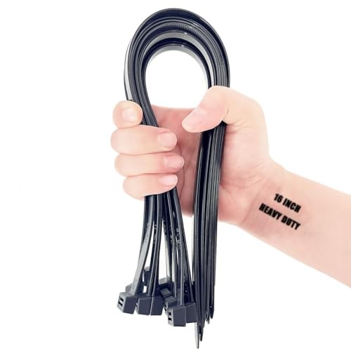 Large Zip Ties Extra Heavy Duty 16 Inch 200 Pounds Outdoor 16" Single Black gallery