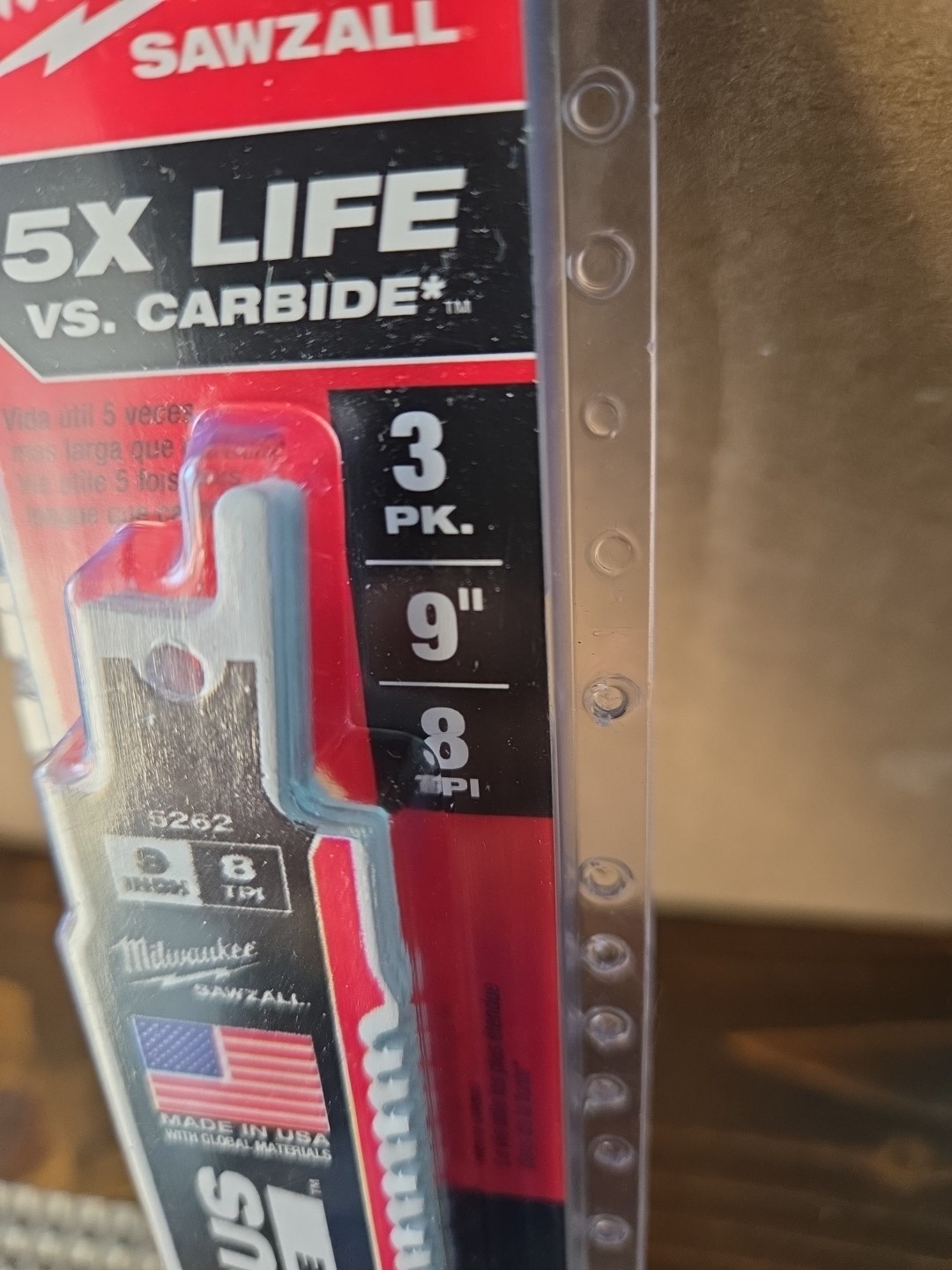Milwaukee 48-00-5362 9" 8TPI The Torch Nitrus Carbide SAWZALL Blade, 3-PK 8 TPI gallery