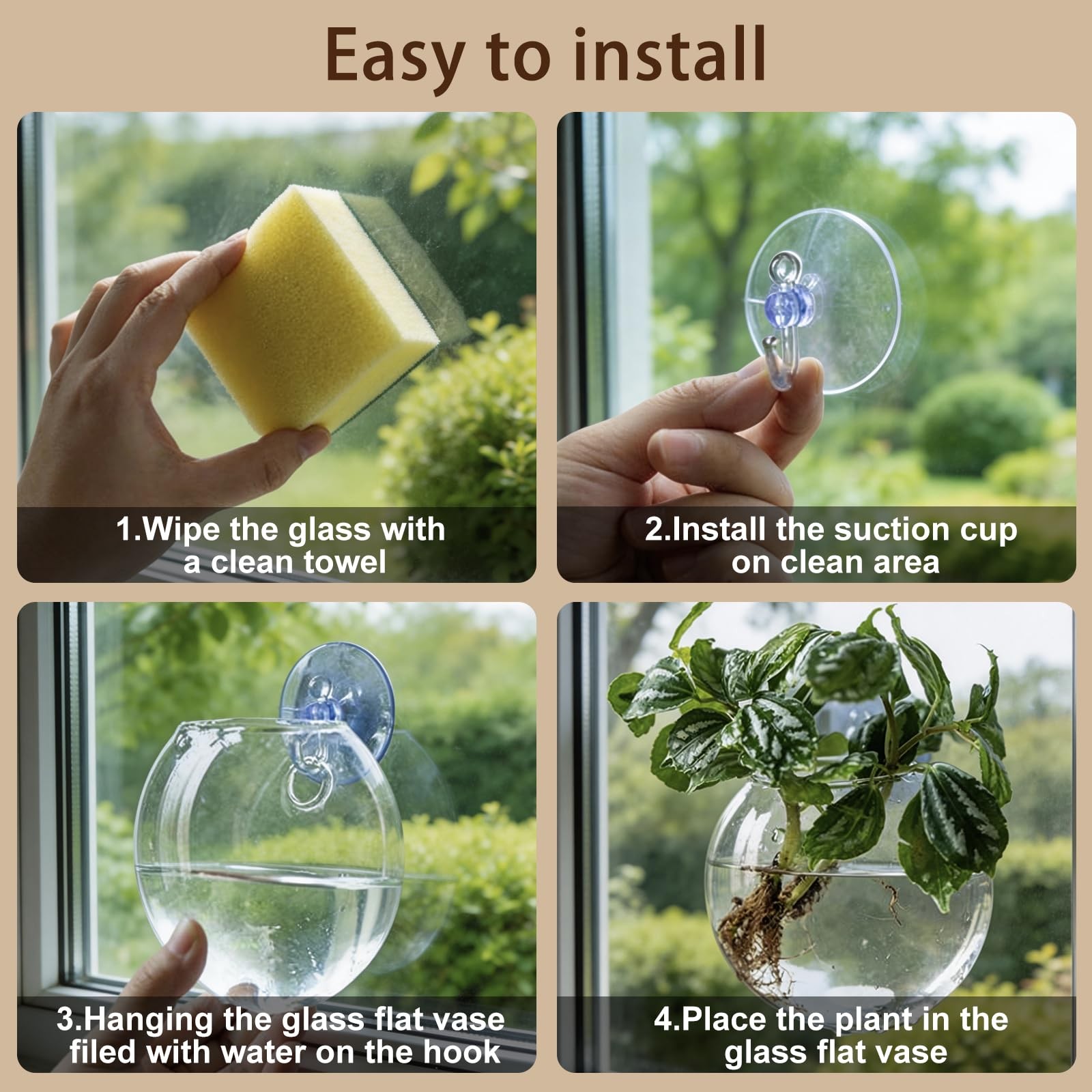 "Glass Terrarium Planter with Suction Cup for Hydroponics and Home Decor" gallery