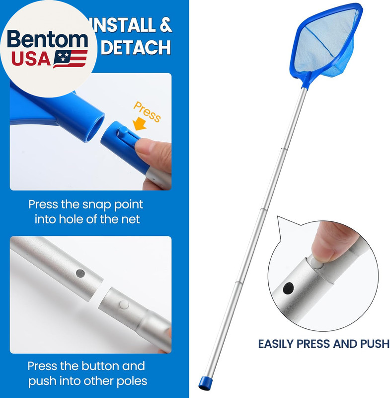 Pool Skimmer Net, Deep Pool Leaf Net with Reinforced Frame, Large Capacity Rake gallery