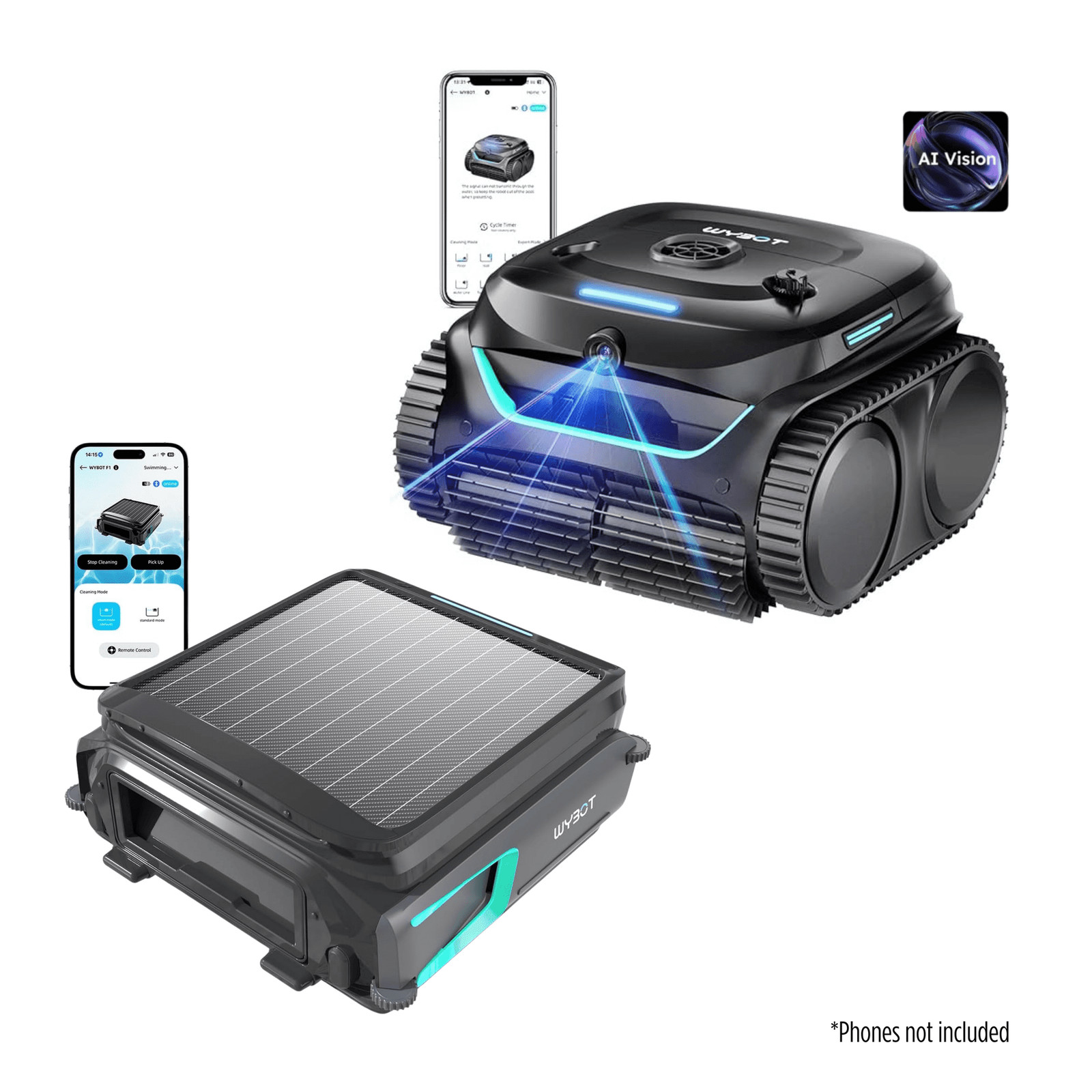 WYBOT C2 Vision AI Robotic Pool Cleaner with F1 SolarPowered Pool Skimmer Bundle gallery