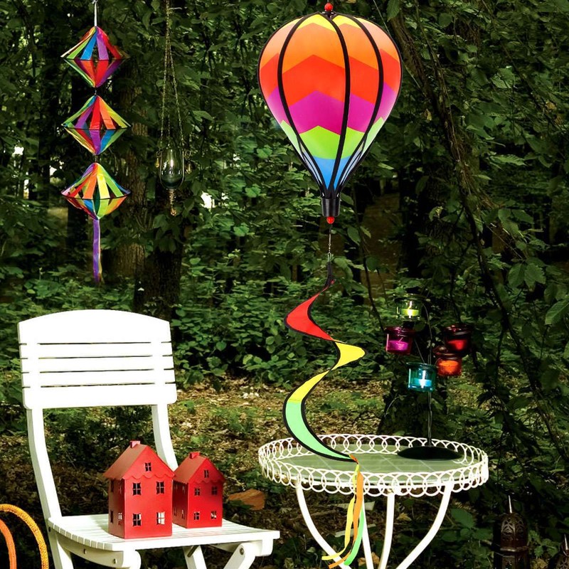 Rainbow Windsock Hot Air Balloon Wind Spinner Garden Outdoor Tent Festival Decor gallery