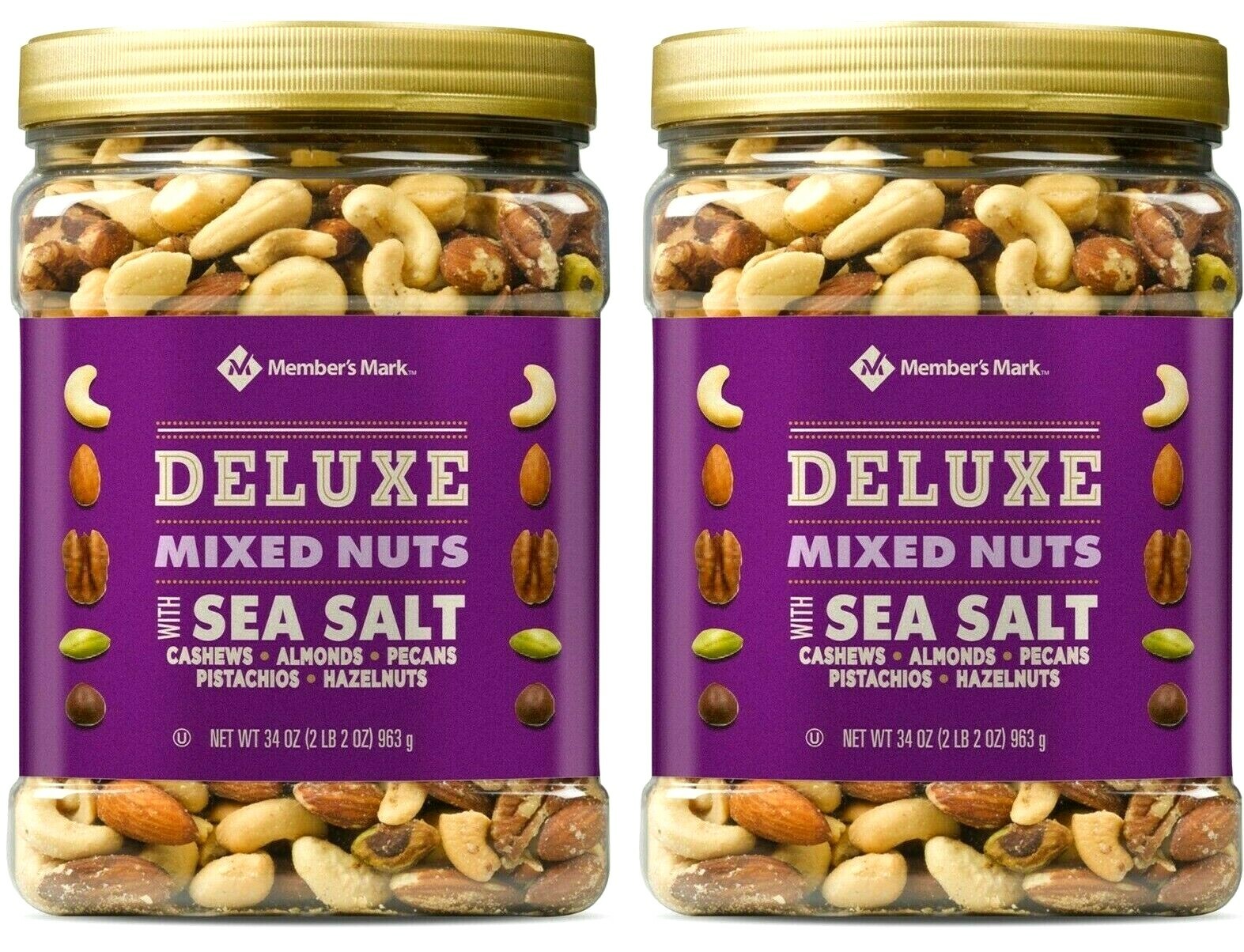2 Packs Member's Mark Deluxe Mixed Nuts with Sea Salt 34 OZ Each Pack gallery