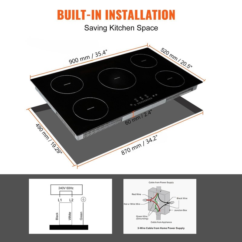 36" Induction Cooktop 5 Burners Built-in Electric Induction Cooker Touch 9200W gallery