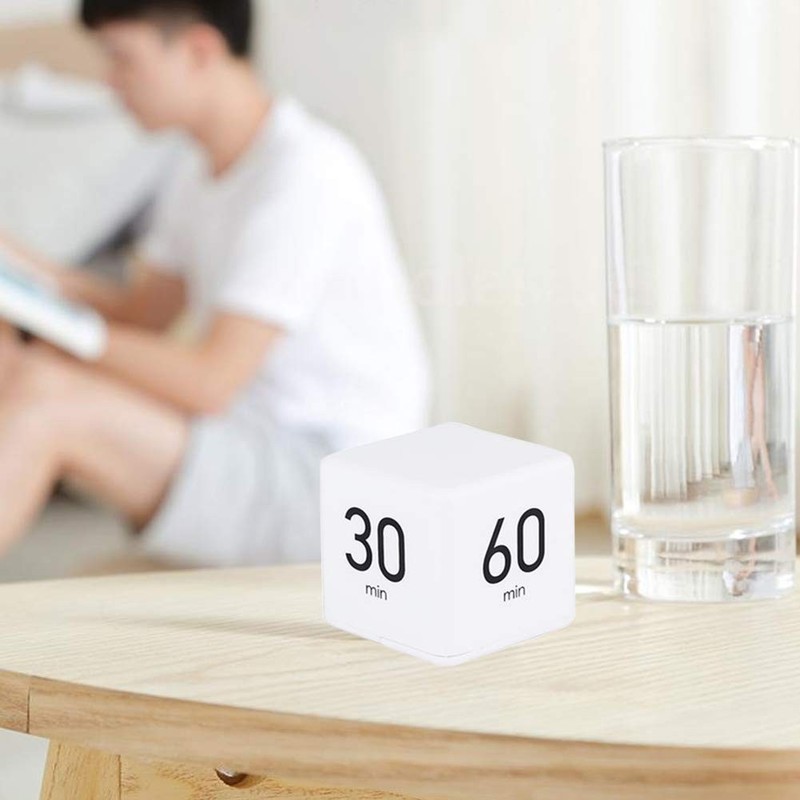 Cube Timer - 5, 15, 30 & 60 Min for Time Management (White) Kitchen & White gallery