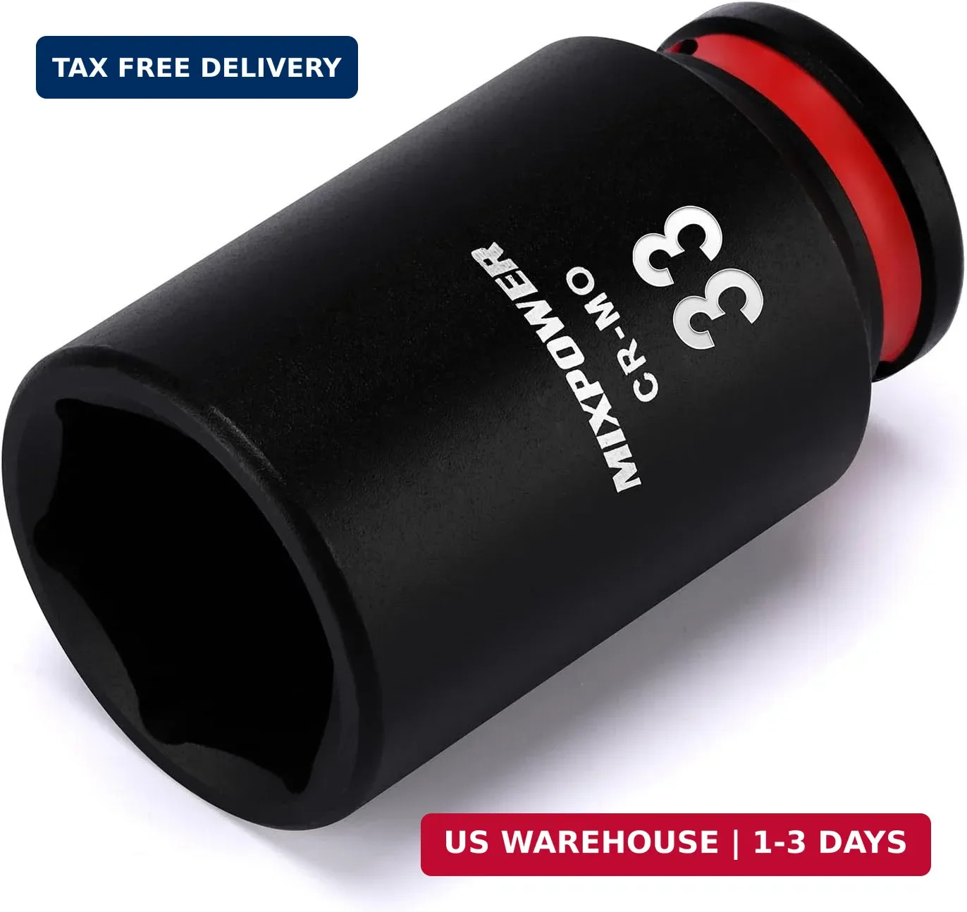 MIXPOWER 1/2" Drive Deep Impact Socket, CR-MO, 33mm, Metric, 6 Point, Axle Nut I gallery