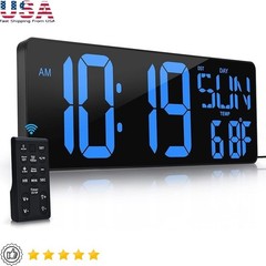 Extra Large LED Digital Wall Clock Auto Dimming Snooze Timer Remote Control