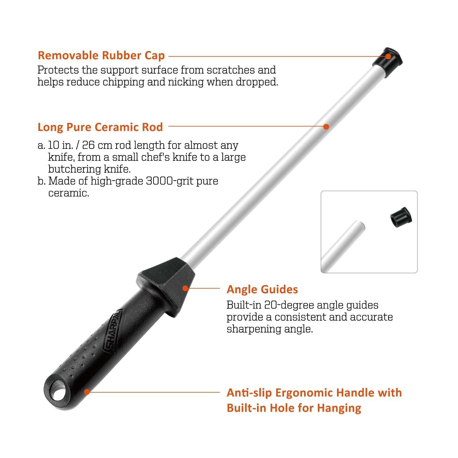 SHARPAL 118H Ceramic Honing Rod - Professional Knife Sharpener Steel, Ceramic... gallery