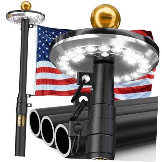20FT Telescoping Heavy Duty Flag Pole with Solar Light,Extra Thick 11 20 FT gallery