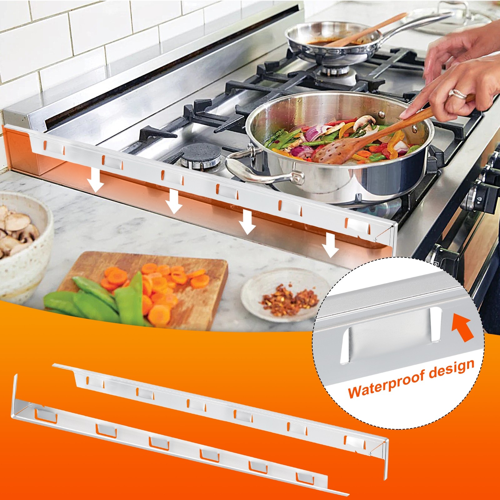 Kitchen Stove Counter Gap Cover - Stove Gap Filler 23.62in Length Silver gallery