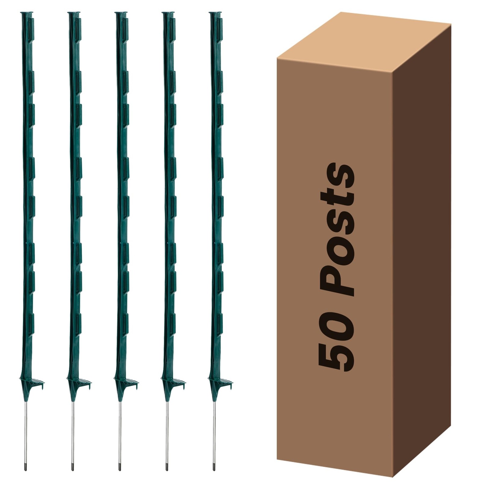 Electric Fence Posts 48 inch Green 50 Pack Temporary Plastic Farm Toriexon Step gallery