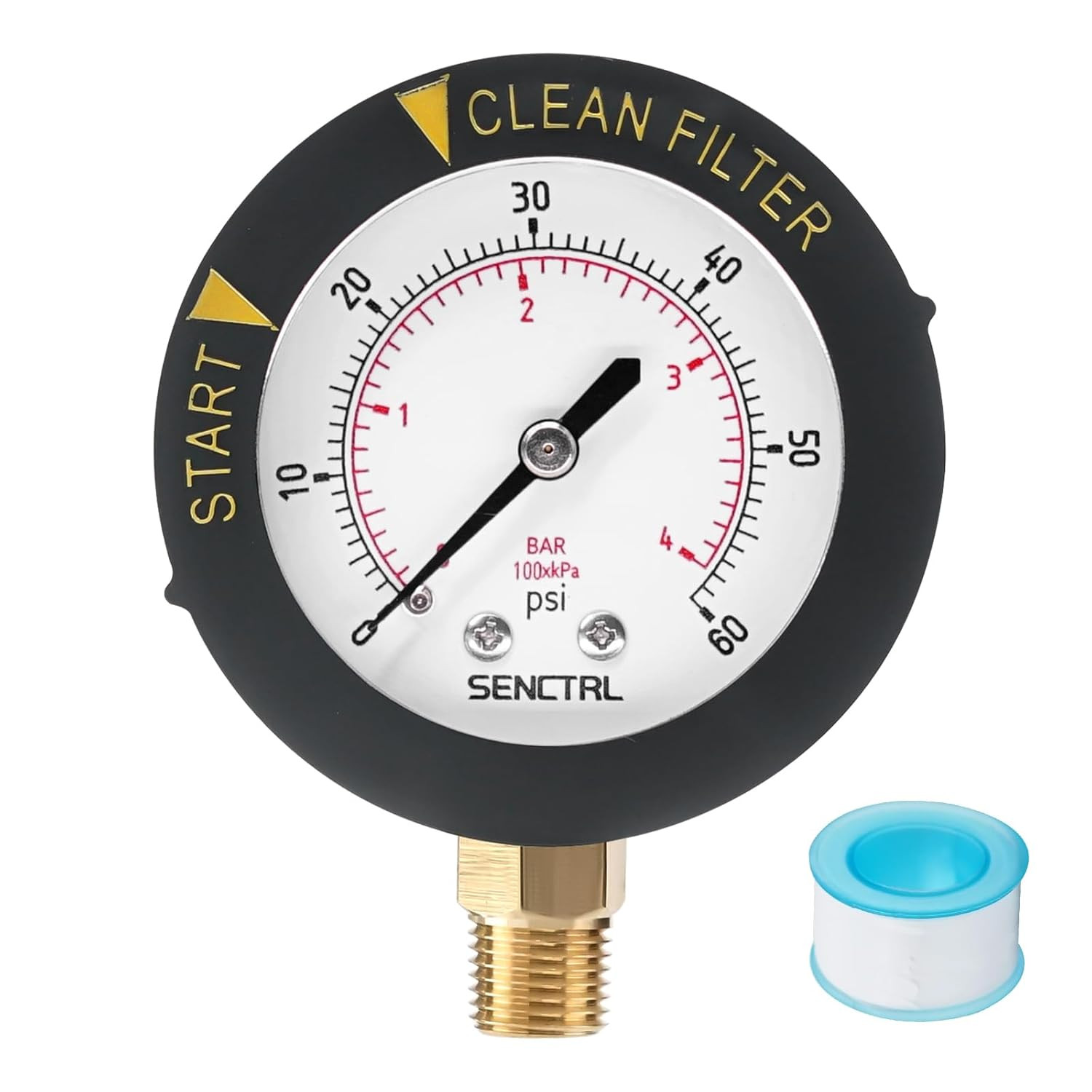 0-60 Psi Pool Filter Pressure Gauge, 2 Inches Dial, 1/4 NPT Lower Mount, Stainle gallery
