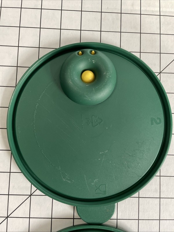2 Tupperware 2649A Replacement Lids Only Dark Green Rock n Serve Vented 7” gallery