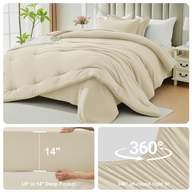 Easthome Queen Comforter Set 7 Piece - Soft Bed in a Bag Queen Size Comforter Se gallery