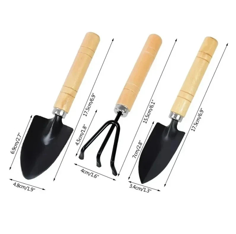 3Pcs Mini Garden Tool Set – Durable Wood & Metal Hand Tools for Plant Care - NEW gallery