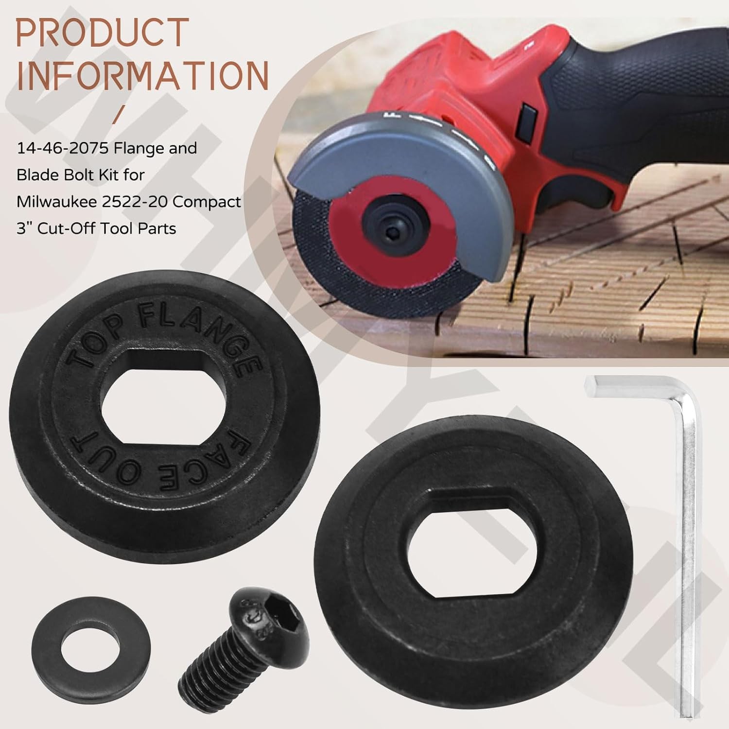 14-46-2075 FLANGE AND BLADE BOLT KIT FOR MILWAUKEE 2522-20 COMPACT 3" CUT-OFF W gallery