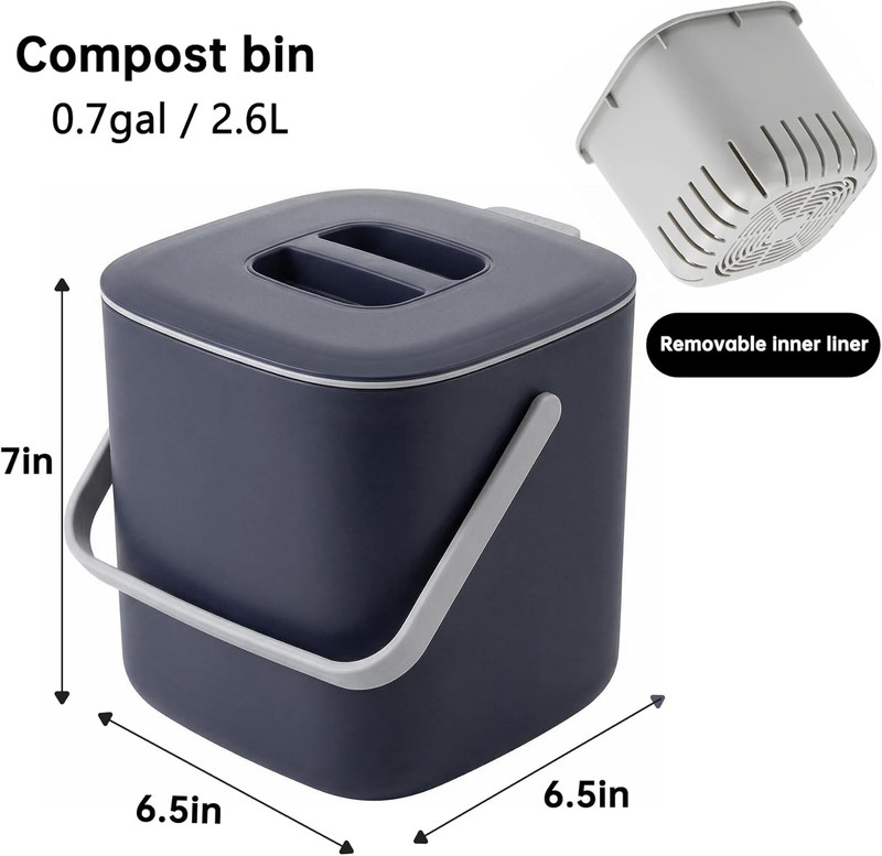 Compost Bin Kitchen, Sealed Countertop Compost Bin，No Filter Required, 0.7Gal In gallery