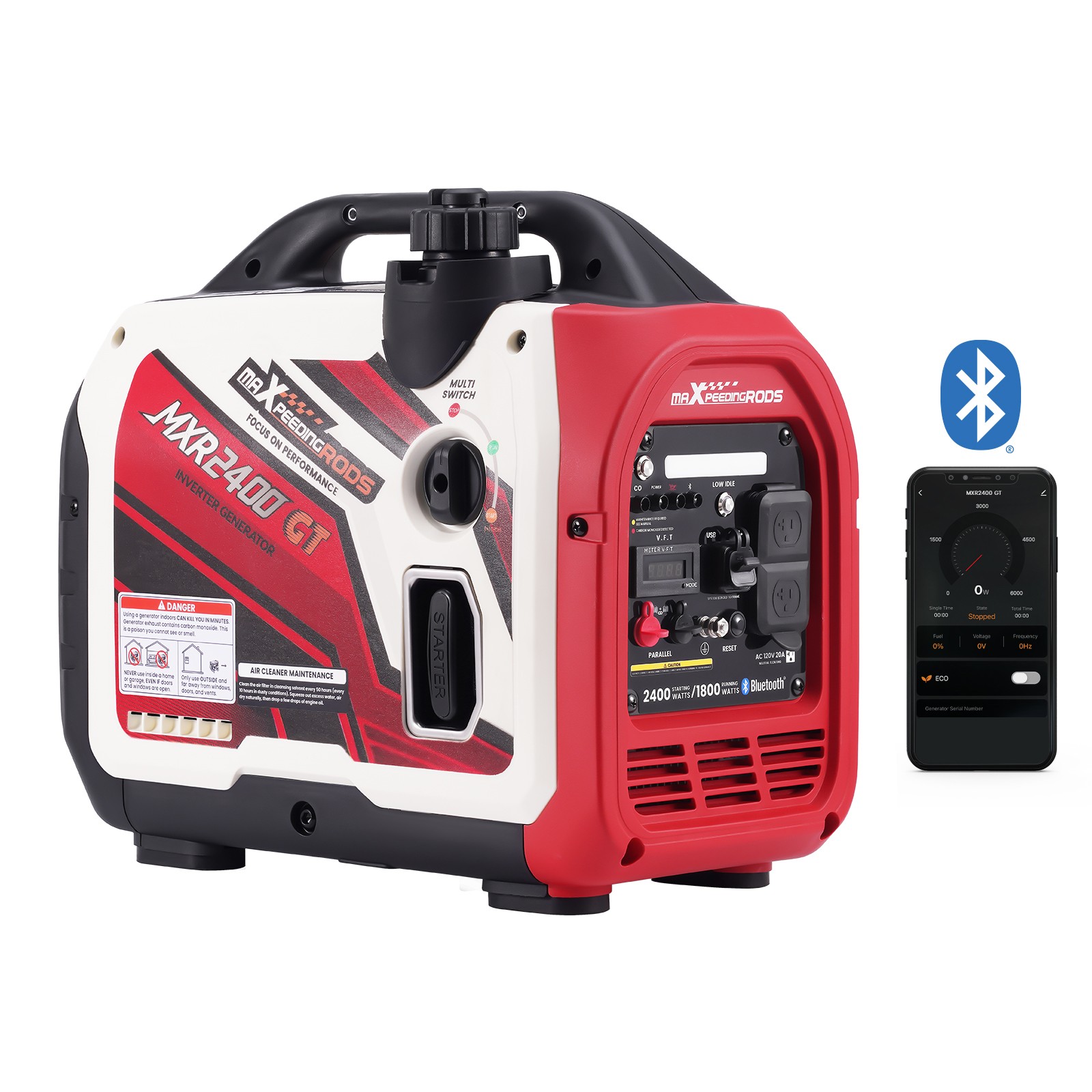 Quiet Inverter Generator 2400W App Data Monitor Eco Mode Lightweight Portable gallery
