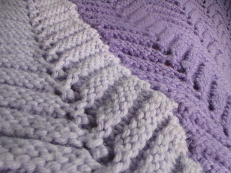 Crochet Afghan Throw Blanket Zig Zag Chevron Purple Lavender 53 x 76 in gallery