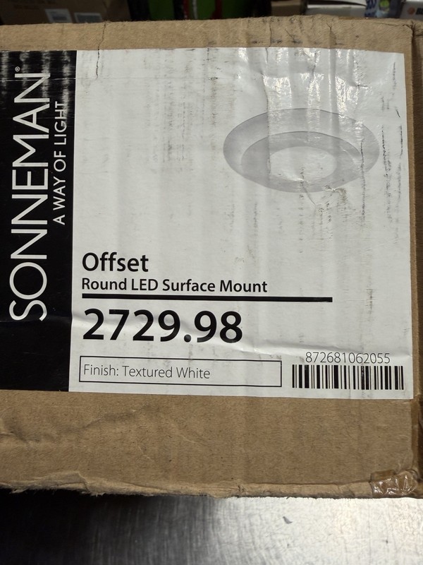 Sonneman Offset 16” Round LED Surface Mount Dimmable Light Textured White 3000K gallery