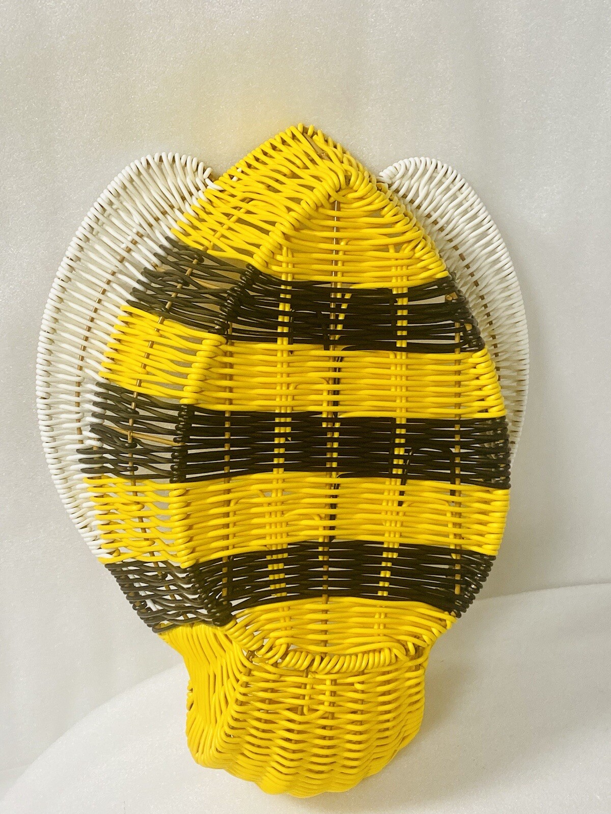 Bee Wicker Basket Ciroa NEW Plastic Resin 13x11.5” Bumble Yellow Black gallery