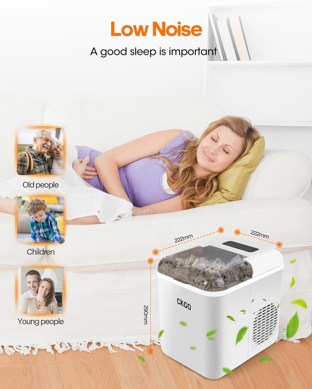 Smart Ice Maker Countertop, 33 Lbs per Day 9 Cubes in 6 Mins, Self-Cleaning Comp gallery