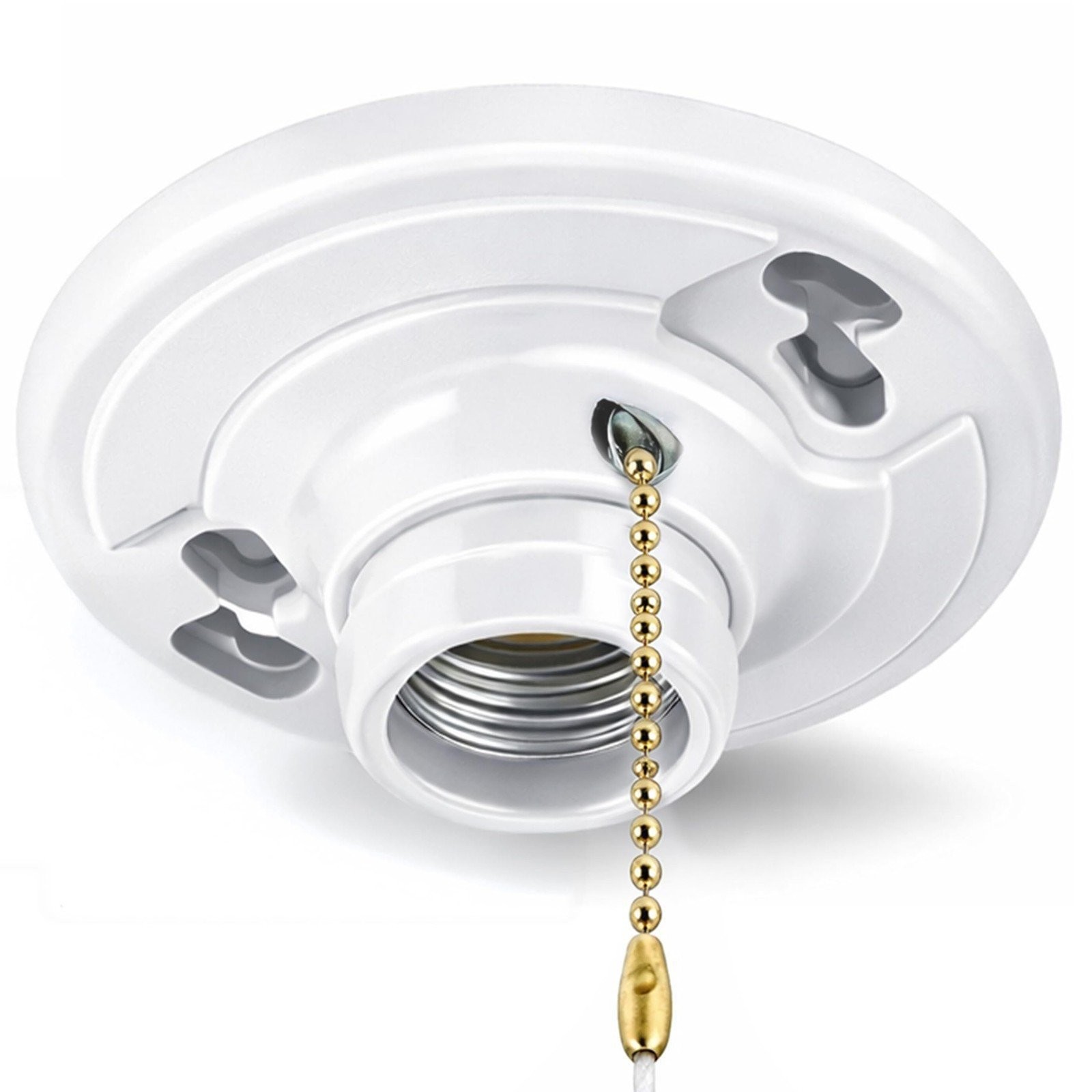 Pull Chain Plastic Lamp Holder, Medium Base E26 Ceiling Light Socket,... gallery