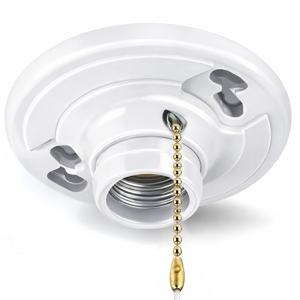 Pull Chain Plastic Lamp Holder, Medium Base E26 Ceiling Light Socket,...