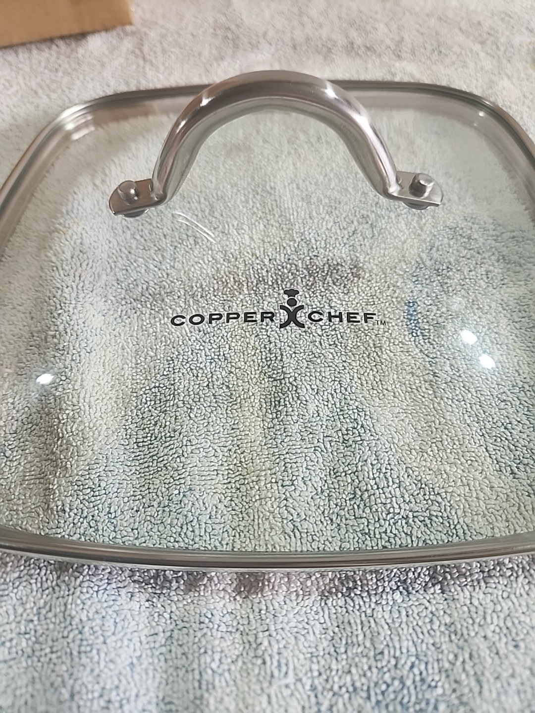 Copper Chef 9.5" SQUARE Glass LID With Handle & Vent Metal Rim gallery