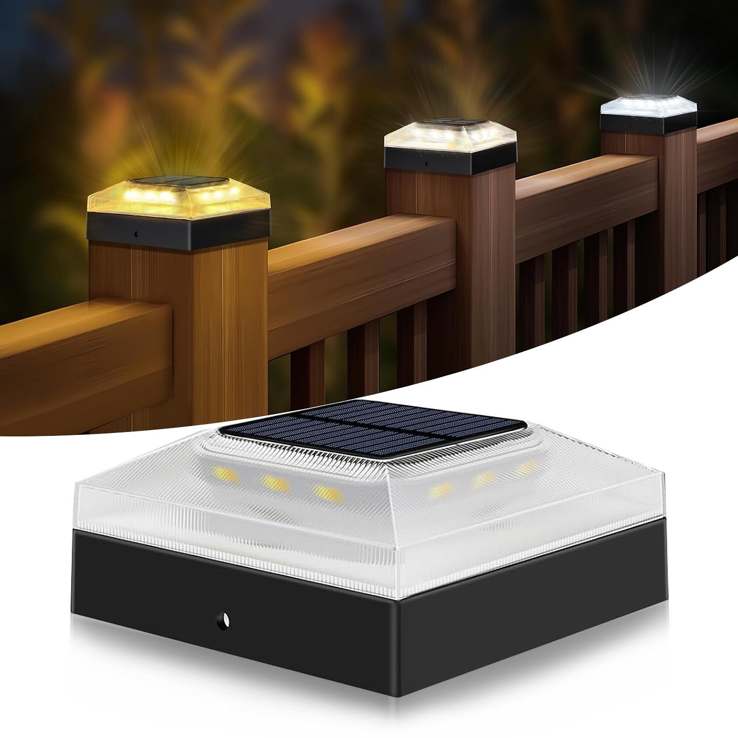 4x4'' Solar Post Cap Lights 3 Modes Dimmable Outdoor Garden Yard Deck Fence Lamp gallery