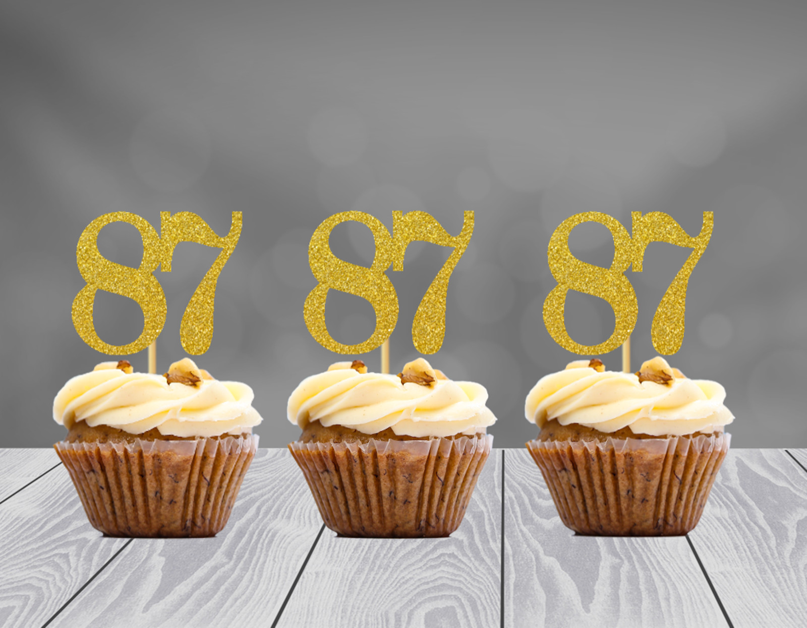 87th Birthday Cupcake Toppers Party Decorations (SET of 12) 20 Colors Available gallery