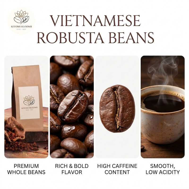 Vietnam Robusta Coffee Beans | Medium Dark Roast | High Caffeine | Bold & Strong gallery