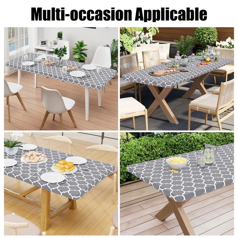 Smiry Rectangle Picnic Table Cloth, Waterproof 72" x 30" (Rectangular), Grey gallery