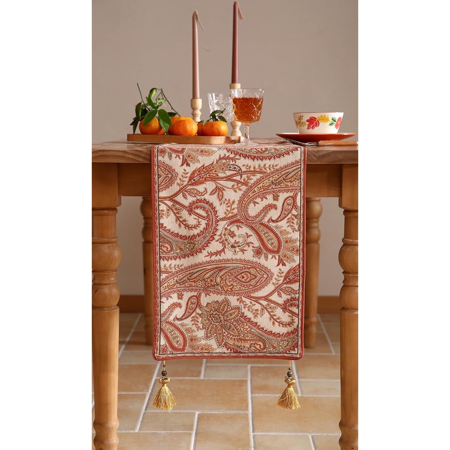 Designer Elegant Red Linen Table Runner 102 Inches Long gallery