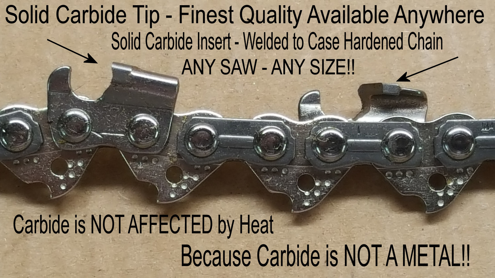SOLID CARBIDE Chainsaw 0.325" 0.063" ANY LENGTH - NO *Coated* Junk - SEE VIDEO gallery