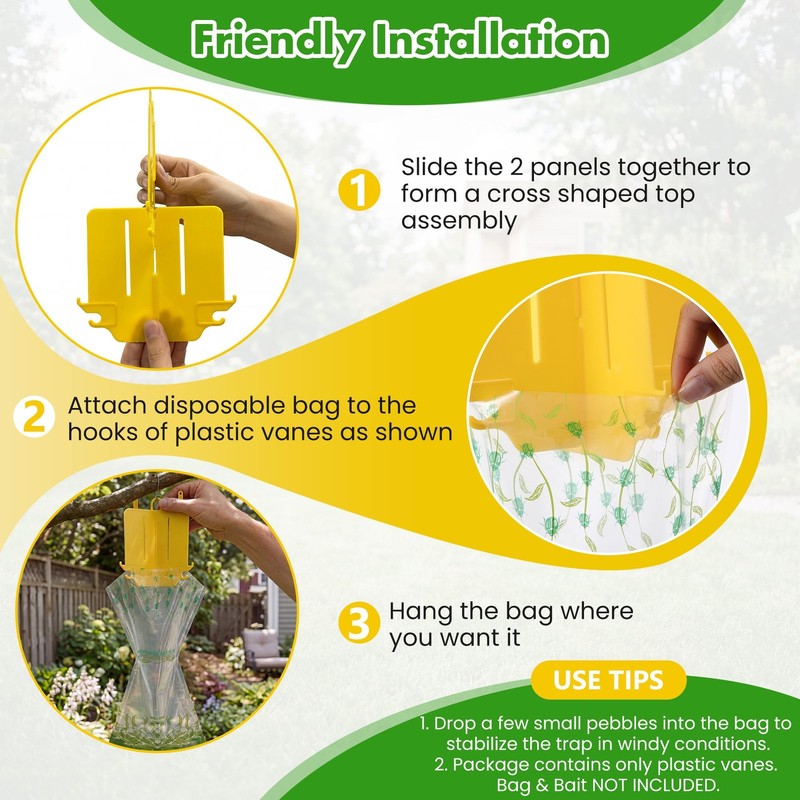 4 Pack Japanese Beetle Trap Vane Assembly, Durable Plastic Top Hanging Assemb... gallery