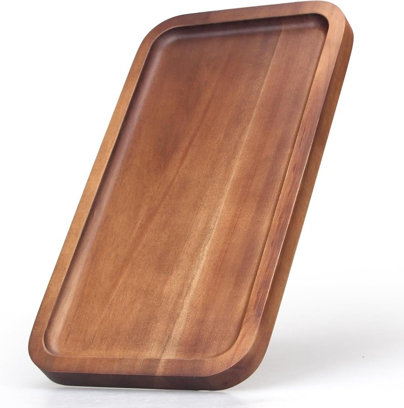 Wooden Serving Tray Small Rectangular Mini Charcuterie Board Acacia Wood gallery