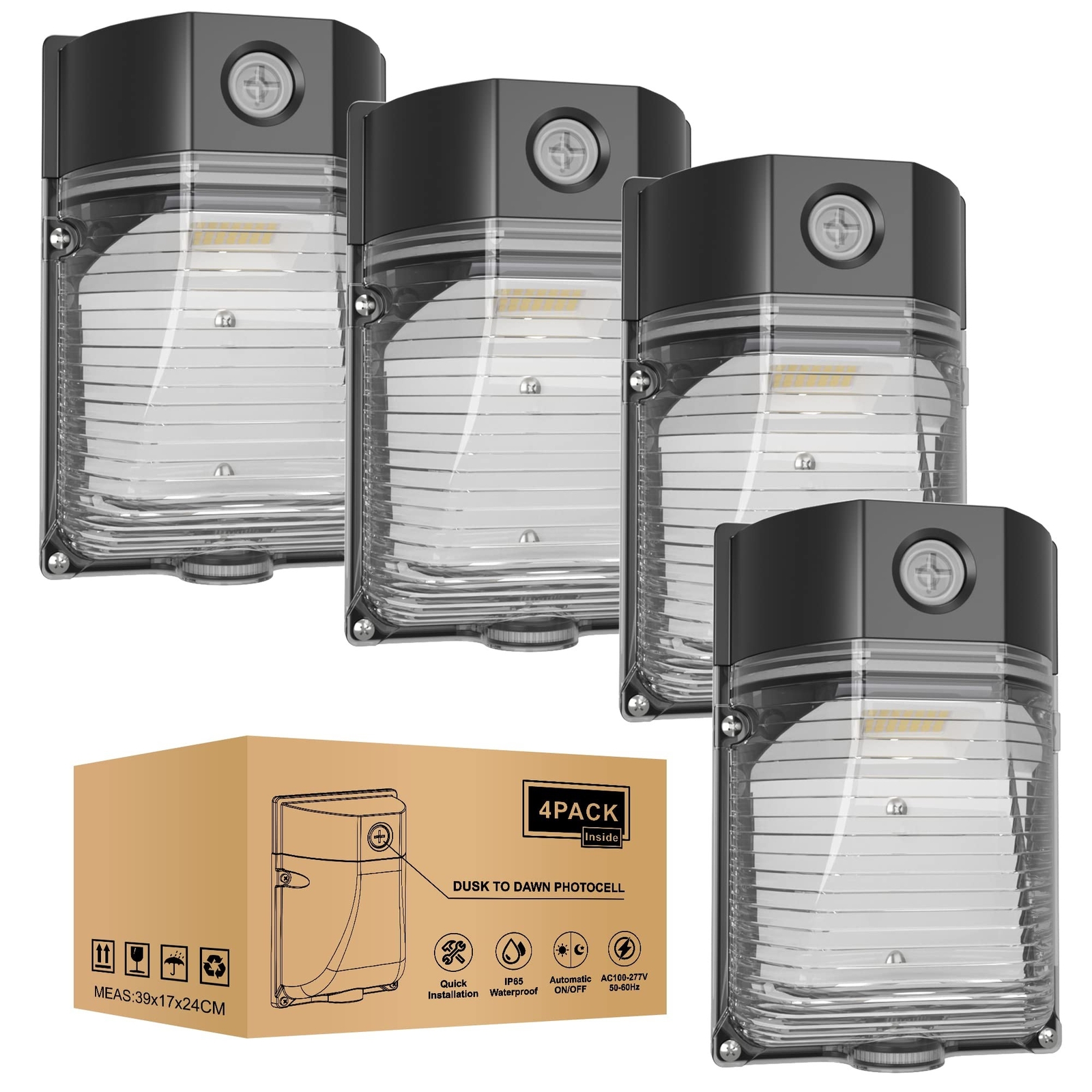 YXL 4PACK 30W 3600LM LED Wall Pack Lights with Dusk to Dawn Photocell, AC100-... gallery