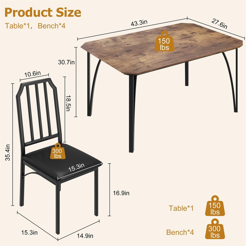 Dining Room Table Set for 4 Kitchen Table and Chairs for Kitchen Dining Room NEW gallery