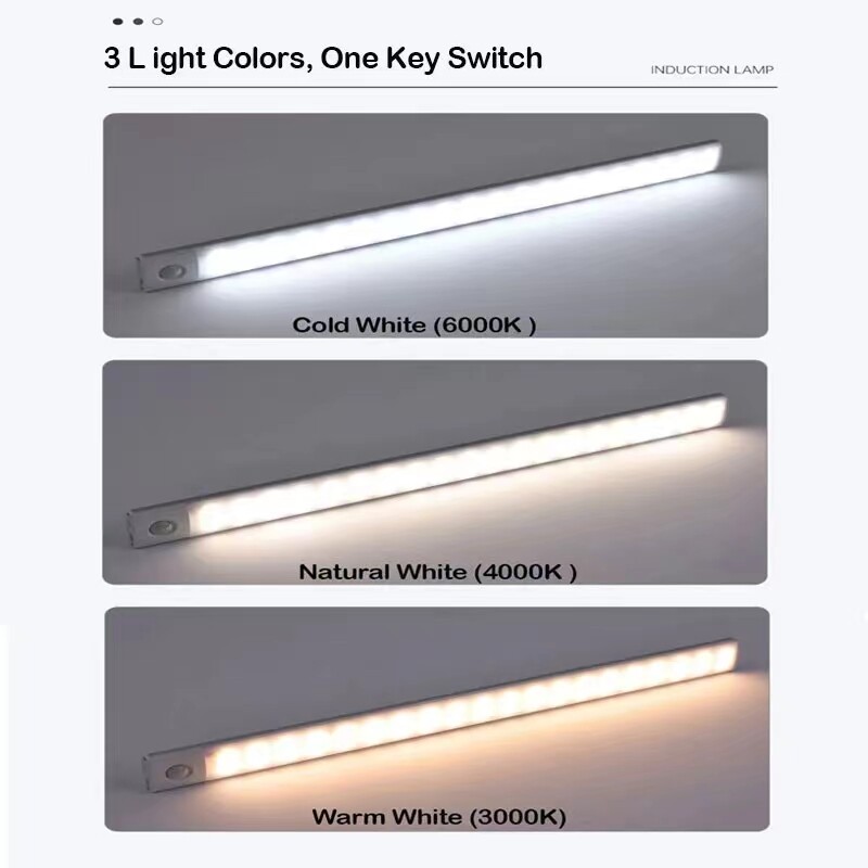 LED Motion Sensor Under Cabinet Closet Light USB Rechargeable Kitchen Lamp Strip gallery
