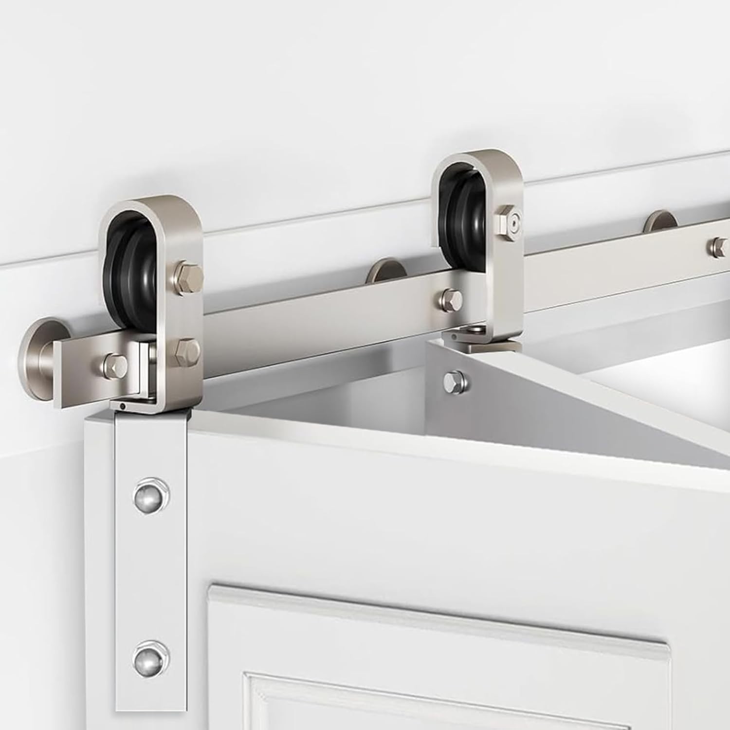 30'' Bi-Fold Sliding Barn Door Hardware Track Kit for Two 13'' Doors,Side gallery