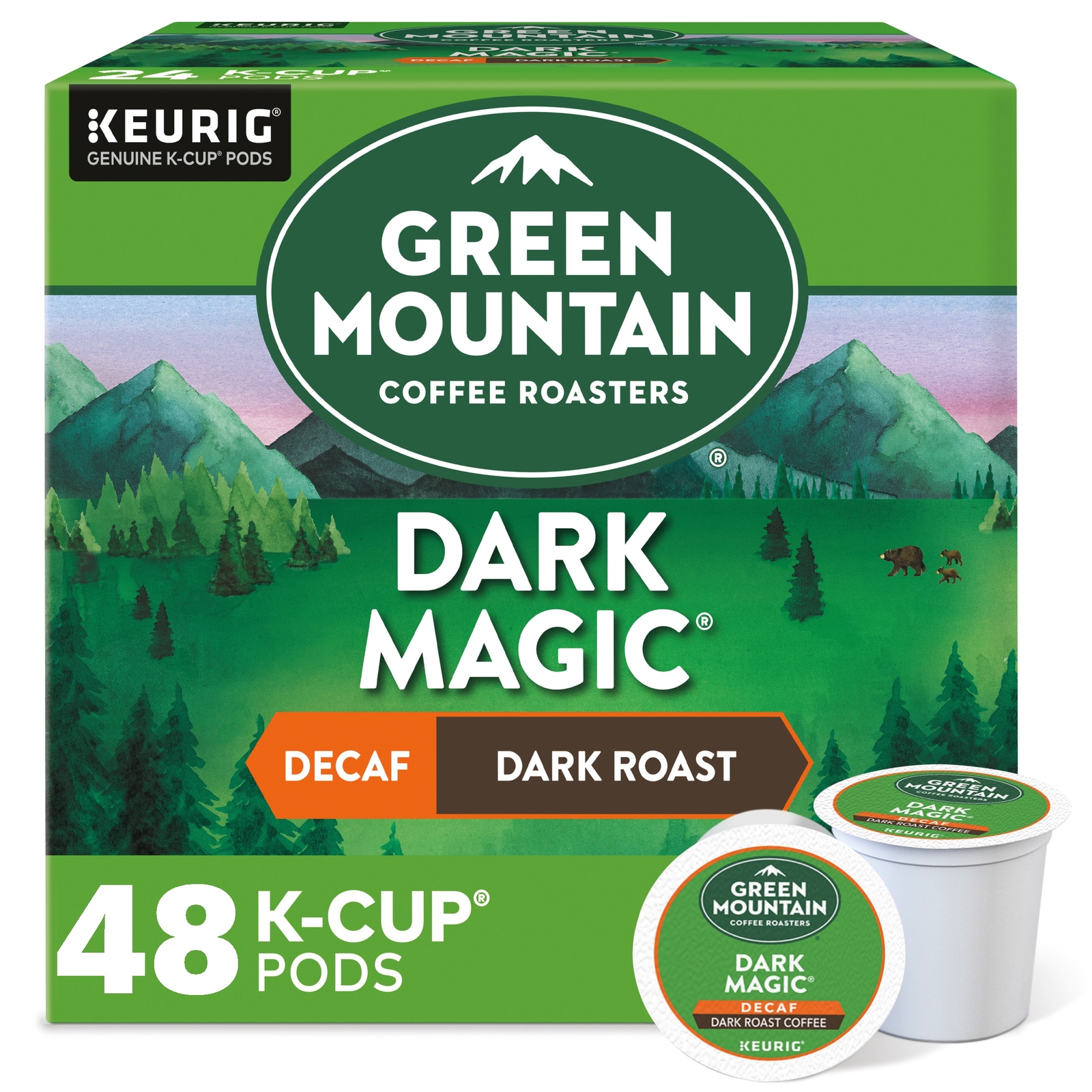 Green Mountain Coffee Dark Magic Decaf, Keurig K-Cup Pod, Dark Roast, 48 Count gallery