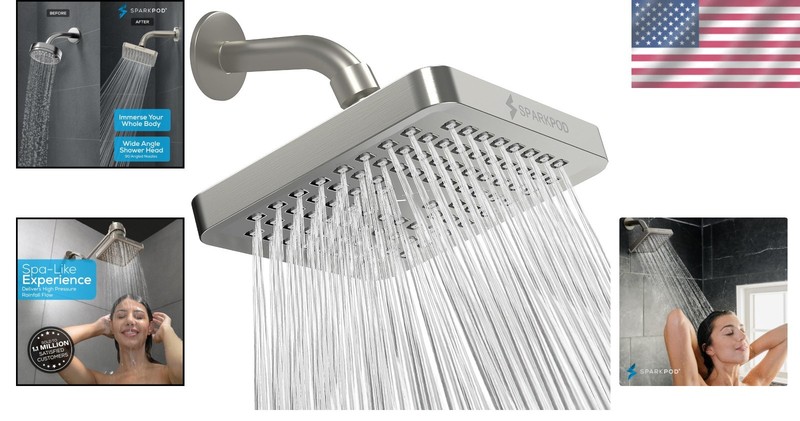 Brushed Nickel Rain Shower Head - Effortless 1-Min Installation, 1.8 Gpm gallery