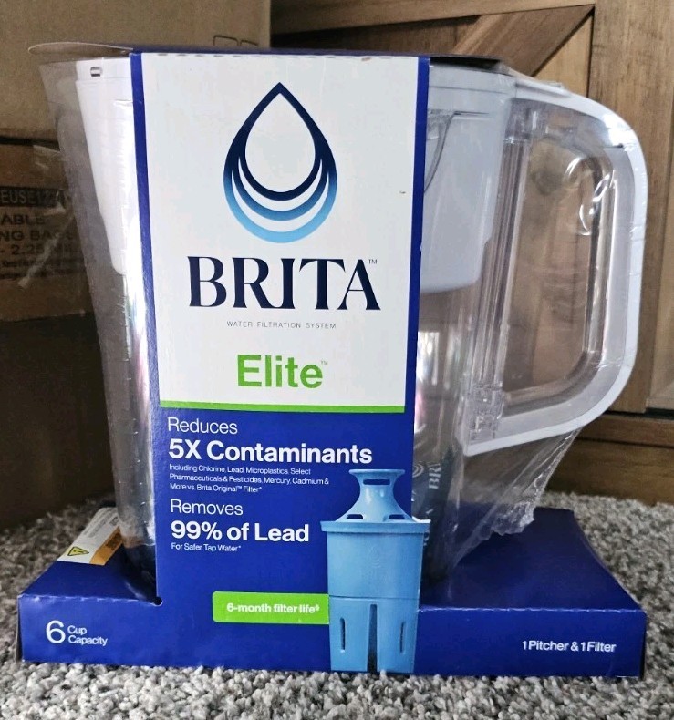 2 Brita Elite 6 Cup Water Filtration System Pitchers W/Filters New In Box gallery