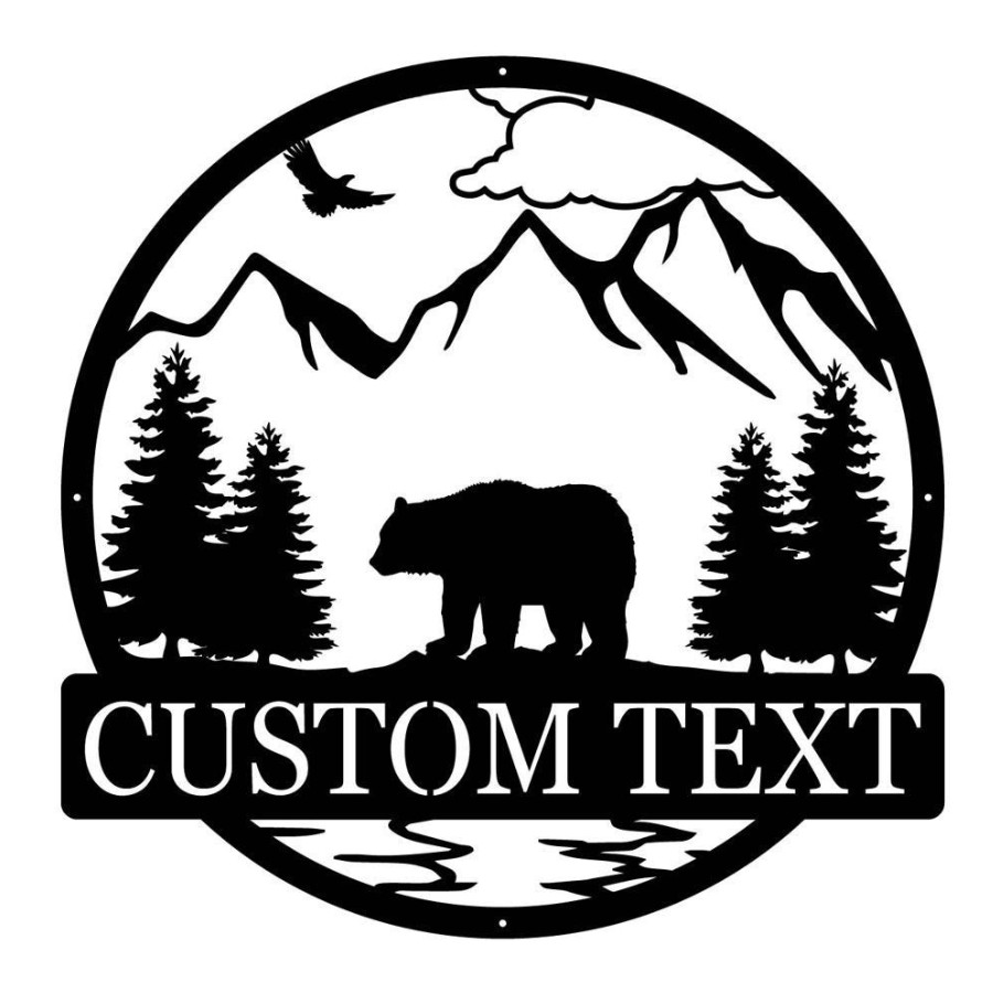 Personalized Bear Mountain Sign, Woodland Wildlife Metal Wall Decor Gift gallery