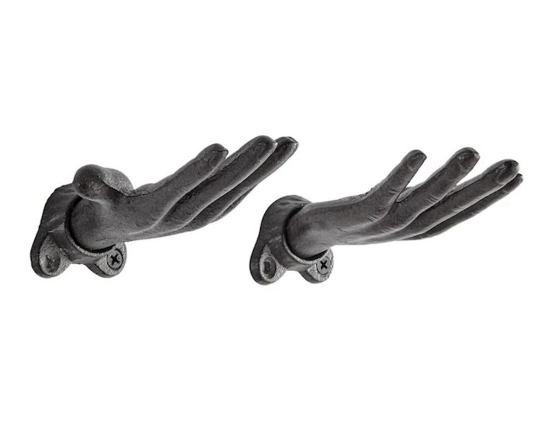VTG Open Left Hands Wall Hook Cast Iron Towel Coat Purse Keys Hanger Pack Of 2 gallery