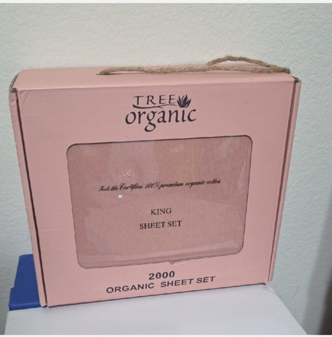 Tree Organic 2000 King Sheet Set 100% Organic Cotton Pink Solid Deep Fitted gallery