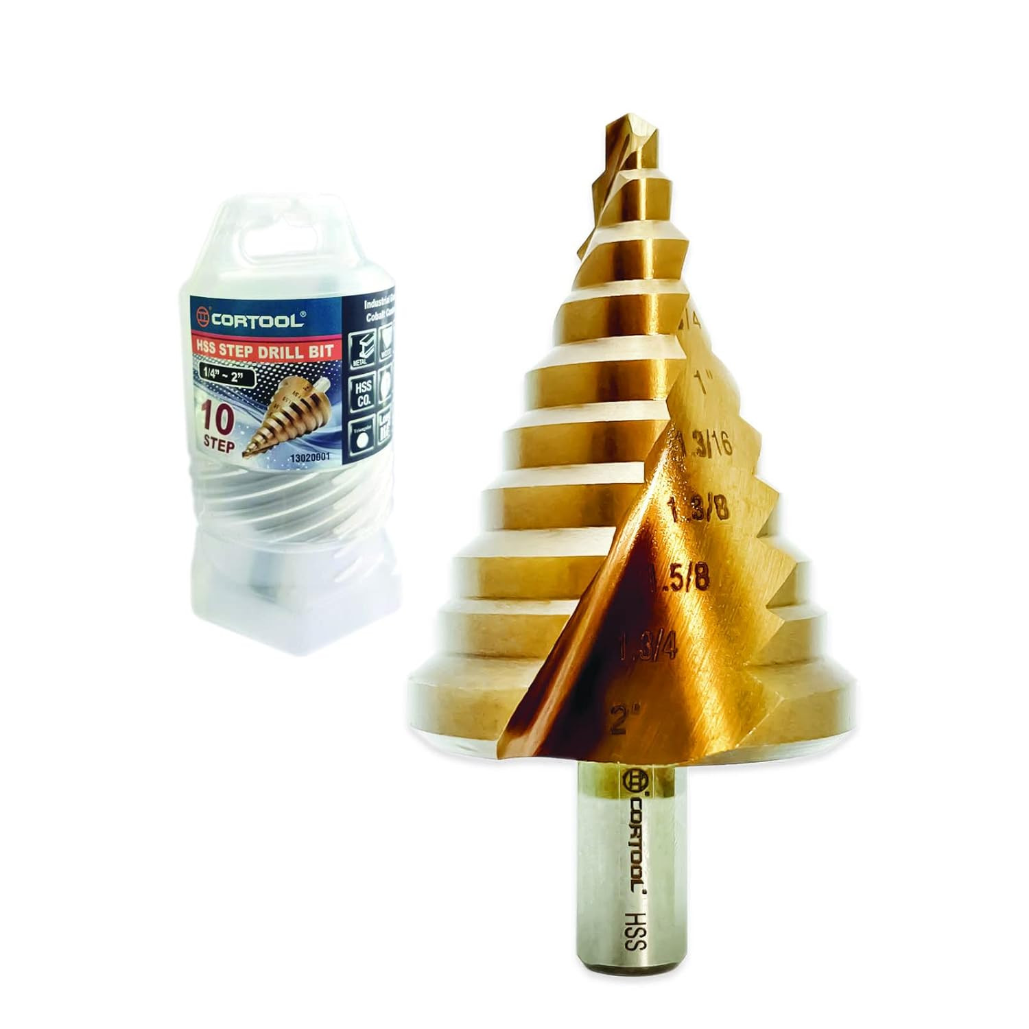2-Inch HSS Spiral Groove Step Drill Bit, 10 Sizes Cobalt Added High Speed Steel gallery