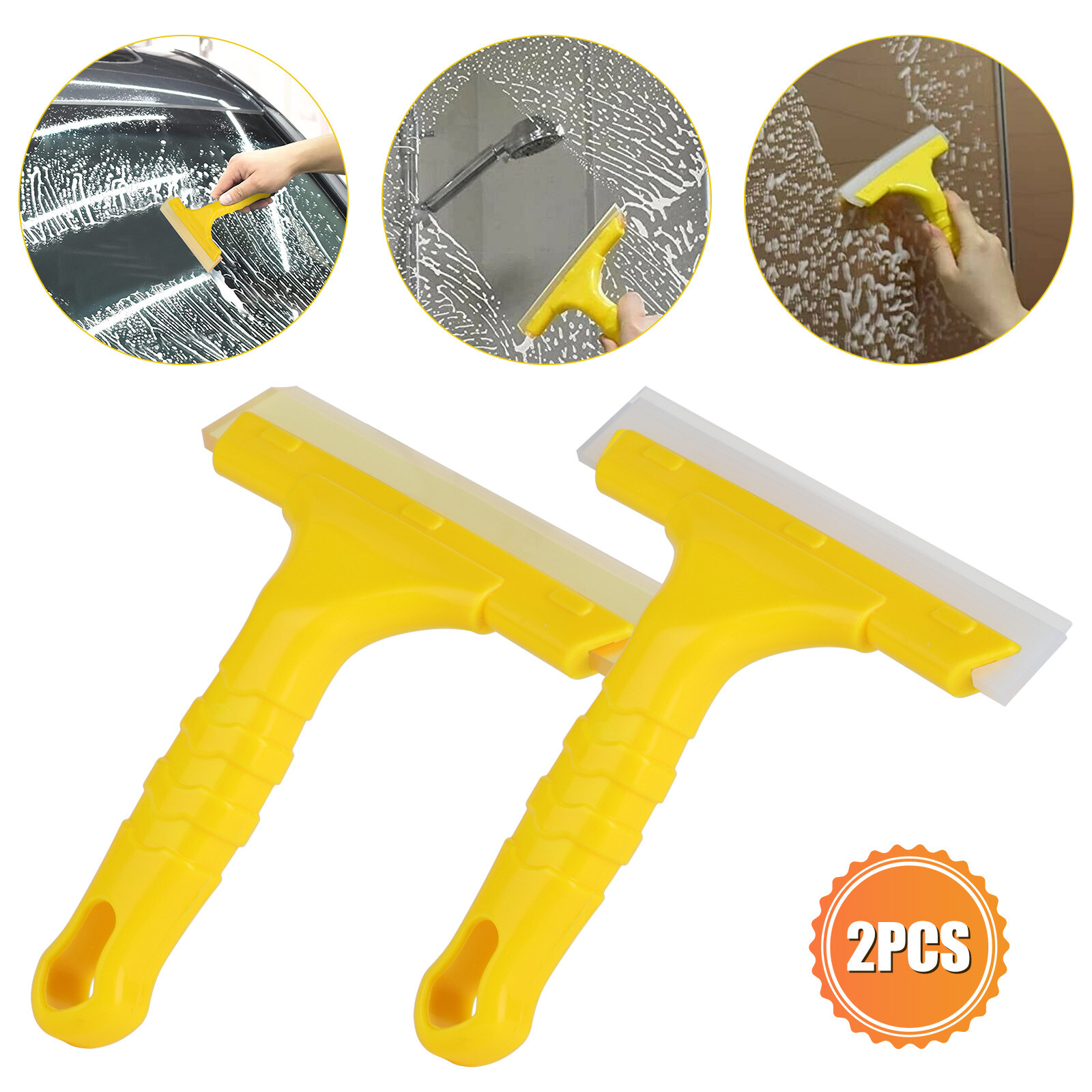 2X Window Squeegee Shower Cleaner Car Home Glass Wash Water Wiper Silicone Blade gallery