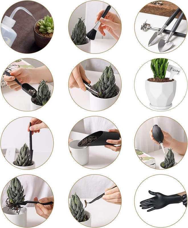 25pc Mini Succulent Tool Set with 39 4in Repotting Mat Plant Tags Black gallery